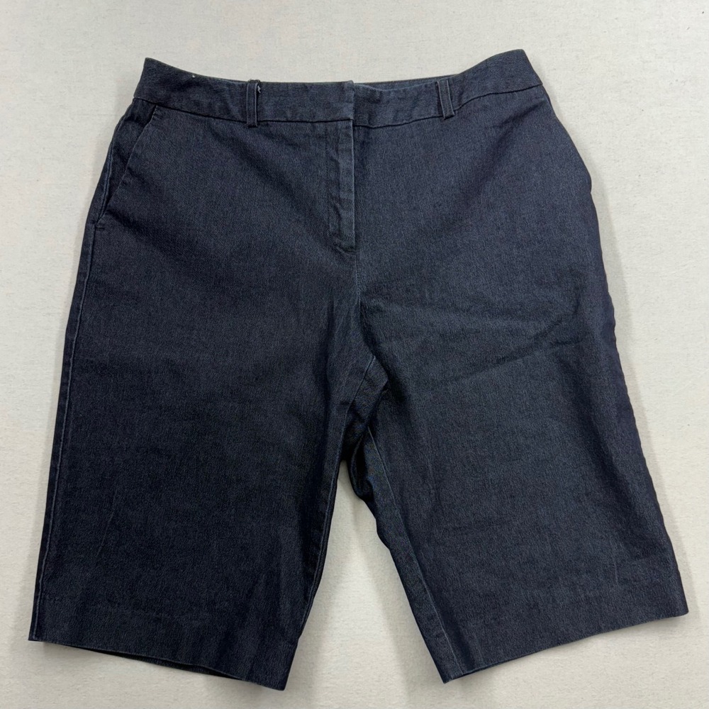 Josephine Chaus Bermuda Shorts 6 Stretch Blue Denim Chino Casual Preppy‎